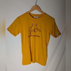 Femmemute Mute Your Man Mustard Yellow Short Sleeve Tshirt Size Small